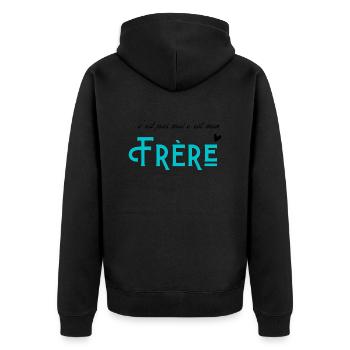 c'est pas moi c'est mon frère- shirt assortis sœur - Veste à capuche bio Premium Unisexe - noir - Dos - Nico (187cm)