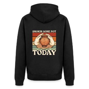 Pottery Smoking Some Pot Today Ceramics - Unisex Premium Organic Zip Hoodie - black - Back - Nico (187cm)