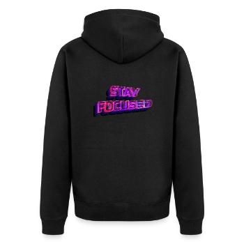 Stay focused - stay focused - Unisex Premium Organic Zip Hoodie - black - Back - Nico (187cm)