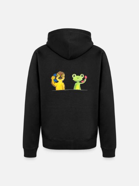 Ente und Frosch - Unisex Premium Bio Zip Hoodie - Schwarz