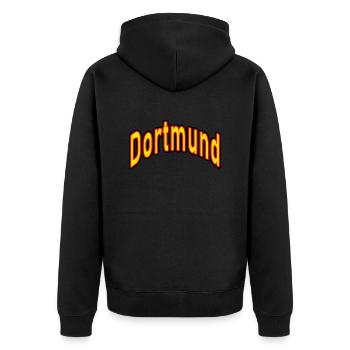 Dortmund - Unisex Premium Organic Zip Hoodie - black - Back - Nico (187cm)
