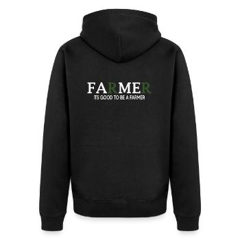 Tractor Tractor driver "Farmer-Fame" Farm - Unisex Premium Organic Zip Hoodie - black - Back - Nico (187cm)