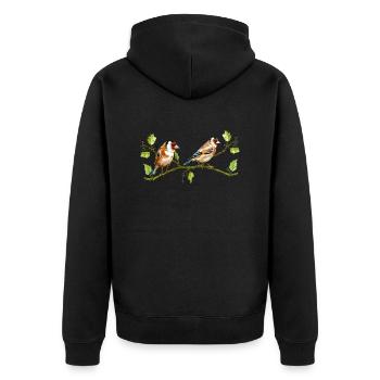 Bunte Vögel - Unisex Premium Bio Zip Hoodie - Schwarz - Hinten - Nico (187cm)