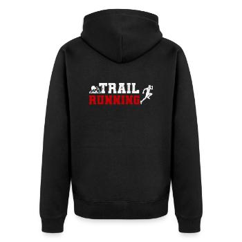Trail Runner Running Jogging Jogger I Gift - Unisex Premium Organic Zip Hoodie - black - Back - Nico (187cm)