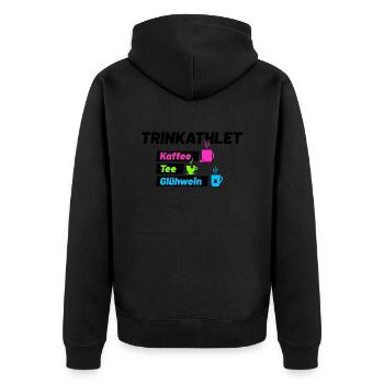 Trinkathlet schwarz - Unisex Premium Bio Zip Hoodie - Schwarz - Hinten - Nico (187cm)