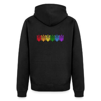 UKRAINE support peace Kiew LGBT-ukrainine - Unisex Premium Bio Zip Hoodie - Schwarz - Hinten - Nico (187cm)