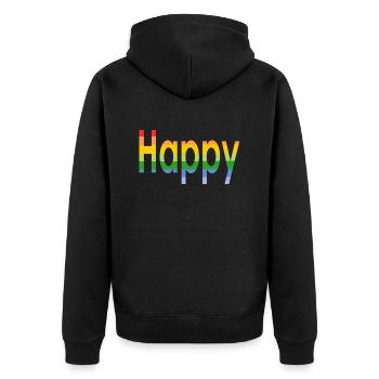 Feliz - Heureux - Veste à capuche bio Premium Unisexe - noir - Dos - Nico (187cm)