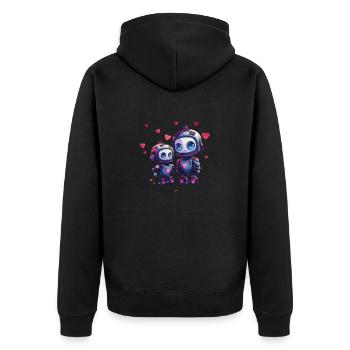 Roboter Mutter mit Kind Design - Unisex Premium Bio Zip Hoodie - Schwarz - Hinten - Nico (187cm)