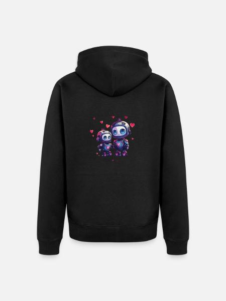 Mère robot avec conception d’enfant - Veste à capuche bio Premium Unisexe - noir