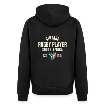 Sth Africa vintage rugby player - Veste à capuche bio Premium Unisexe - noir - Dos - Nico (187cm)