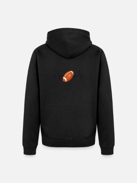 Rugby-Herzschlag - Unisex Premium Bio Zip Hoodie - Schwarz