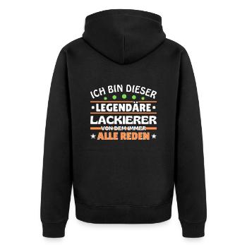 Ich bin dieser legendäre Lackierer - Unisex Premium Bio Zip Hoodie - Schwarz - Hinten - Nico (187cm)
