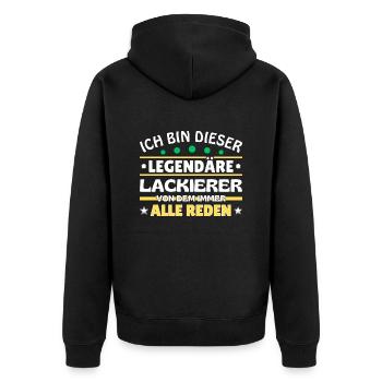 Ich bin dieser legendäre Lackierer - Unisex Premium Bio Zip Hoodie - Schwarz - Hinten - Nico (187cm)