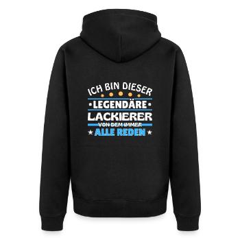 Ich bin dieser legendäre Lackierer - Unisex Premium Bio Zip Hoodie - Schwarz - Hinten - Nico (187cm)