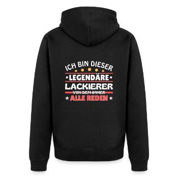 Ich bin dieser legendäre Lackierer - Unisex Premium Bio Zip Hoodie - Schwarz - Hinten - Nico (187cm)