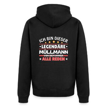 I'm this legendary garbage man - Unisex Premium Organic Zip Hoodie - black - Back - Nico (187cm)