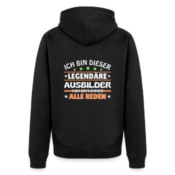Ich bin dieser legendäre Ausbilder - Unisex Premium Bio Zip Hoodie - Schwarz - Hinten - Nico (187cm)