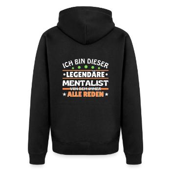 I'm this legendary mentalist - Unisex Premium Organic Zip Hoodie - black - Back - Nico (187cm)