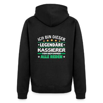 Ich bin dieser legendäre Kassierer - Unisex Premium Bio Zip Hoodie - Schwarz - Hinten - Nico (187cm)
