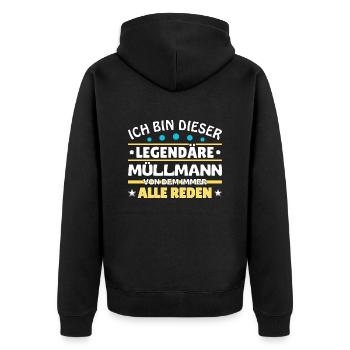 I'm this legendary garbage man - Unisex Premium Organic Zip Hoodie - black - Back - Nico (187cm)