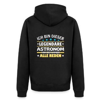 Ich bin dieser legendäre Astronom - Unisex Premium Bio Zip Hoodie - Schwarz - Hinten - Nico (187cm)