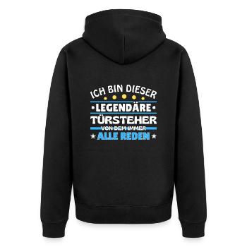 Ich bin dieser legendäre Astronom - Unisex Premium Bio Zip Hoodie - Schwarz - Hinten - Nico (187cm)