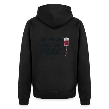 Ich kann nicht perf, Krankenschwester Humor Geschenkidee - Unisex Premium Bio Zip Hoodie - Schwarz - Hinten - Nico (187cm)