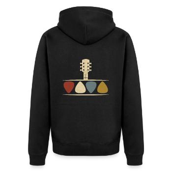 Vintage Guitar Pick Guitarist Gift - Unisex Premium Organic Zip Hoodie - black - Back - Nico (187cm)