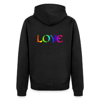 Love - Unisex Premium Bio Zip Hoodie - Schwarz - Hinten - Nico (187cm)