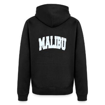 MALIBU College - Unisex Premium Bio Zip Hoodie - Schwarz - Hinten - Nico (187cm)