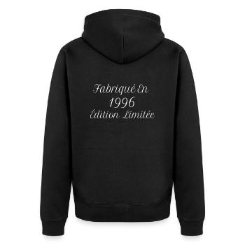 Millésime Fabriqué En 1996 Édition Limitée - Unisex Premium Bio Zip Hoodie - Schwarz - Hinten - Nico (187cm)