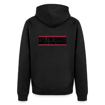 single now your chance - Unisex Premium Bio Zip Hoodie - Schwarz - Hinten - Nico (187cm)