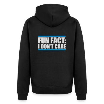 I don't care fact - Unisex Premium Organic Zip Hoodie - black - Back - Nico (187cm)