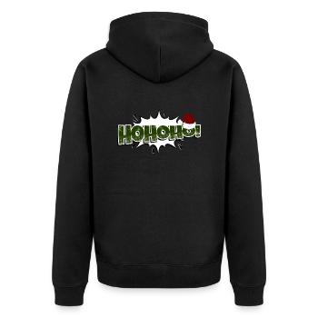 HoHoHo! Comic Style Bubble Graffiti Lettering - Unisex Premium Organic Zip Hoodie - black - Back - Nico (187cm)