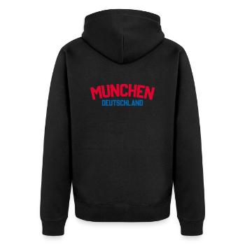 Munich Deutschland - Unisex Premium Organic Zip Hoodie - black - Back - Nico (187cm)