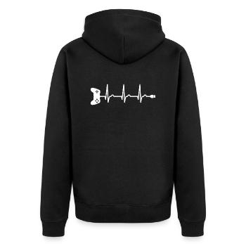 ECG - Courbe cardiaque - Pouls - Gamer - Contrôleur - Veste à capuche bio Premium Unisexe - noir - Dos - Nico (187cm)