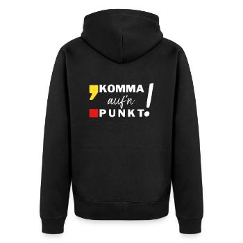 Komma auf'n Punkt - Unisex Premium Bio Zip Hoodie - Schwarz - Hinten - Nico (187cm)