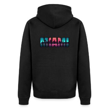 MIAMI BEACH - Unisex Premium Organic Zip Hoodie - black - Back - Nico (187cm)