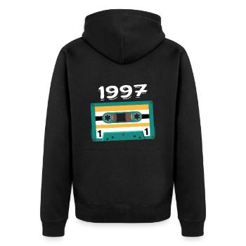 Cassette 1997 Vintage Anniversary 1997 - Unisex Premium Organic Zip Hoodie - black - Back - Nico (187cm)