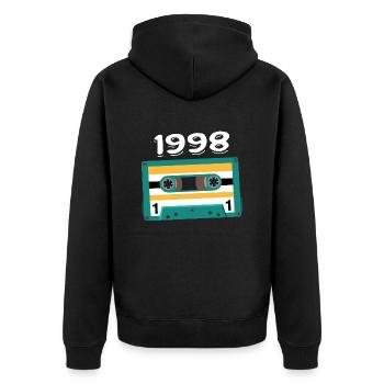 Cassette 1998 Vintage Anniversary 1998 - Unisex Premium Organic Zip Hoodie - black - Back - Nico (187cm)