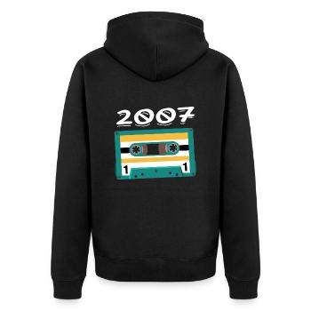 Cassette 2007 Vintage Anniversaire 2007 - Veste à capuche bio Premium Unisexe - noir - Dos - Nico (187cm)