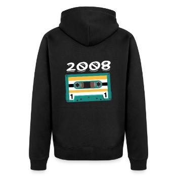 Cassette 2008 Vintage Anniversary 2008 - Unisex Premium Organic Zip Hoodie - black - Back - Nico (187cm)