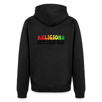 Religions fighting over who has the best - Unisex Premium Organic Zip Hoodie - black - Back - Nico (187cm)
