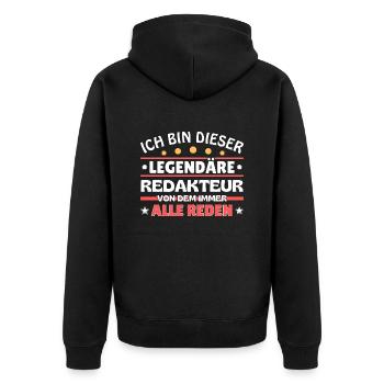 Je suis cette rédactrice légendaire - Veste à capuche bio Premium Unisexe - noir - Dos - Nico (187cm)