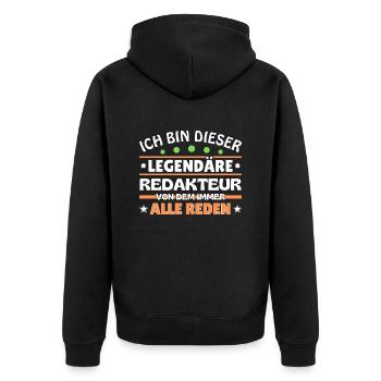 Je suis cette rédactrice légendaire - Veste à capuche bio Premium Unisexe - noir - Dos - Nico (187cm)
