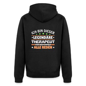 Ich bin dieser legendäre Therapeut - Unisex Premium Bio Zip Hoodie - Schwarz - Hinten - Nico (187cm)