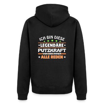 Ich bin dieser legendäre Putzkraft - Unisex Premium Bio Zip Hoodie - Schwarz - Hinten - Nico (187cm)