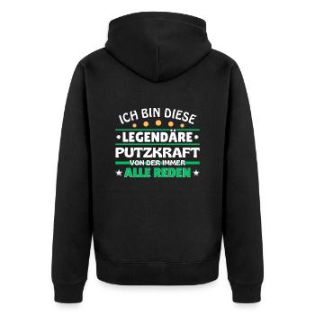 Ich bin dieser legendäre Putzkraft - Unisex Premium Bio Zip Hoodie - Schwarz - Hinten - Nico (187cm)