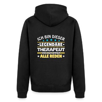 Ich bin dieser legendäre Therapeut - Unisex Premium Bio Zip Hoodie - Schwarz - Hinten - Nico (187cm)
