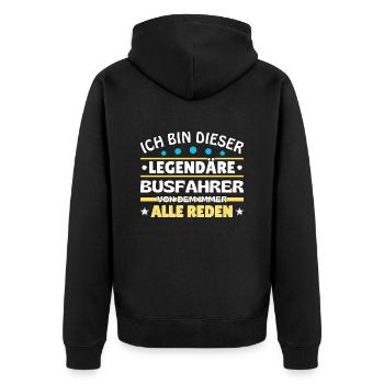 Ich bin dieser legendäre Busfahrer - Unisex Premium Bio Zip Hoodie - Schwarz - Hinten - Nico (187cm)